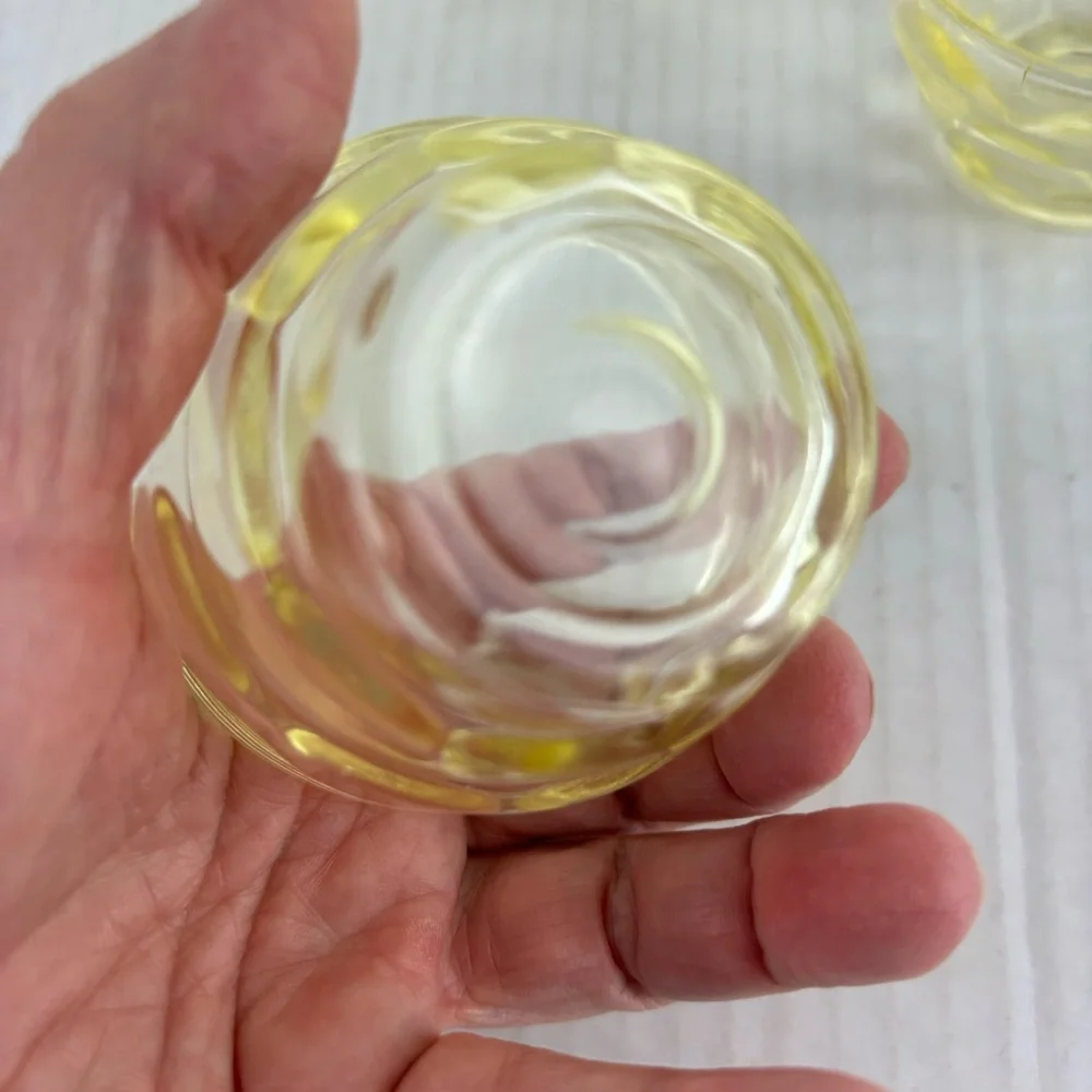 Set of Four Vintage Small Yellow Glass Bowls